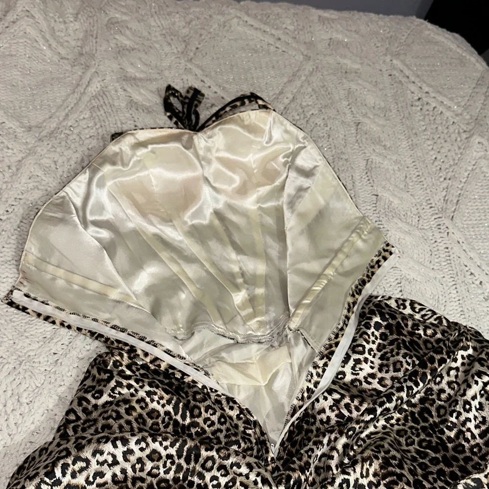 Leopard Print Halter corset Dress with Ruffled tutu Skirt (Padded bra) - Picture 12 of 15